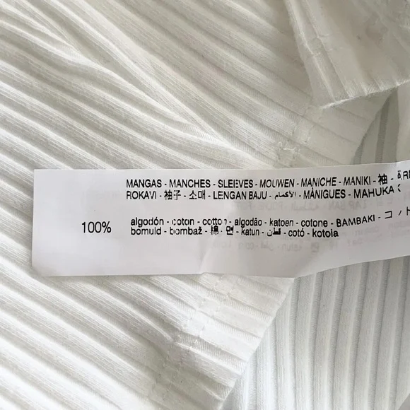 Zara | Cold Shoulder Puff Short Sleeve Crop Top Small White Ribbed - Picture 3 of 5